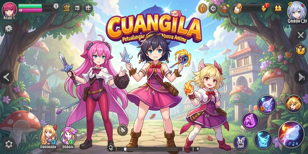 Tampilan seru gameplay CUANGILA menampilkan karakter anime yang menarik.