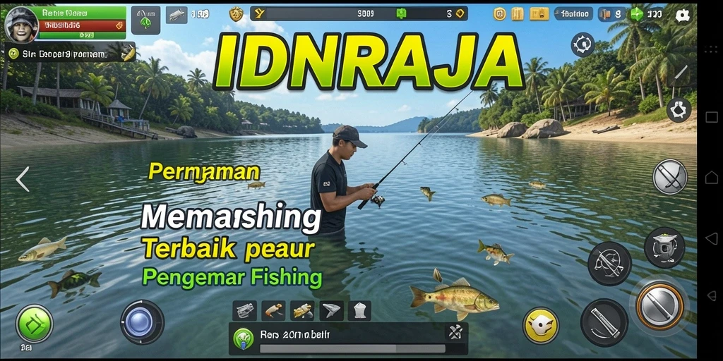 Tampilan gameplay IDNRAJA yang menarik dengan aksi memancing yang seru.