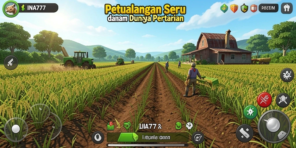 Tangkapan layar gameplay INA777 saat menanam dan memanen tanaman.