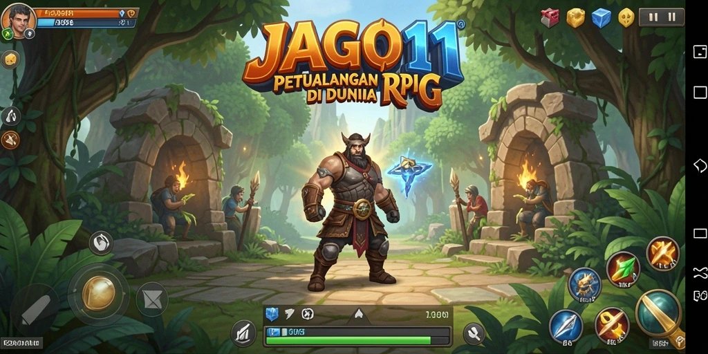 Tampilan gameplay JAGO11 dengan pertarungan epik di dunia RPG.