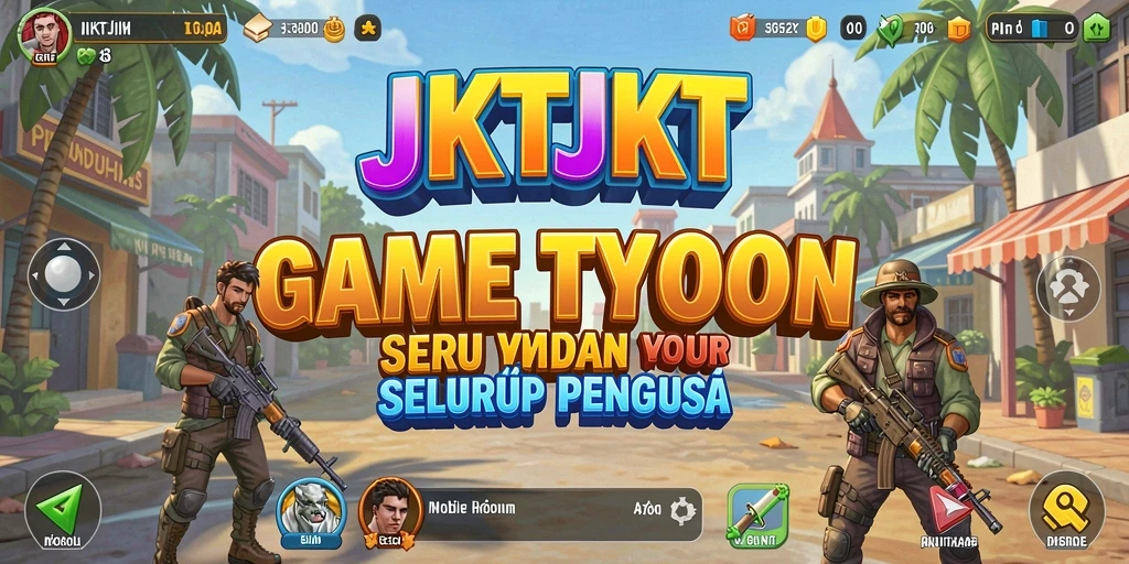 Tampilan gameplay seru dari JKTJKT dengan manajemen bisnis yang menarik.