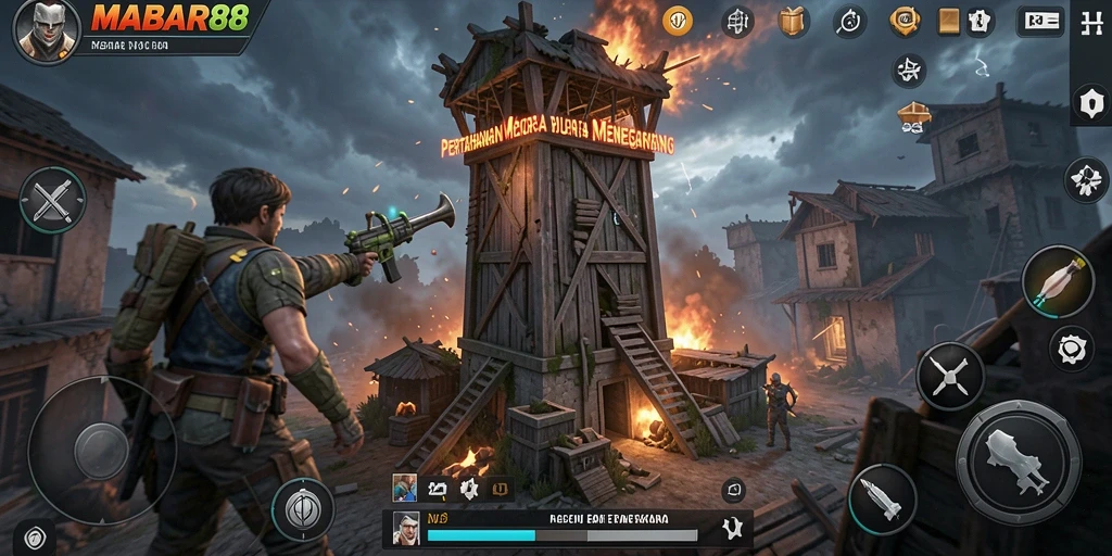 Tangkapan layar menampilkan aksi seru dalam gameplay Tower Defense MABAR88.