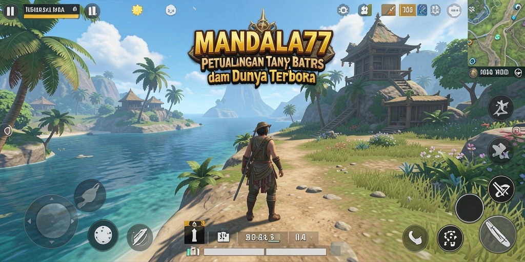 Screenshot gameplay MANDALA77 yang menampilkan eksplorasi dunia terbuka.