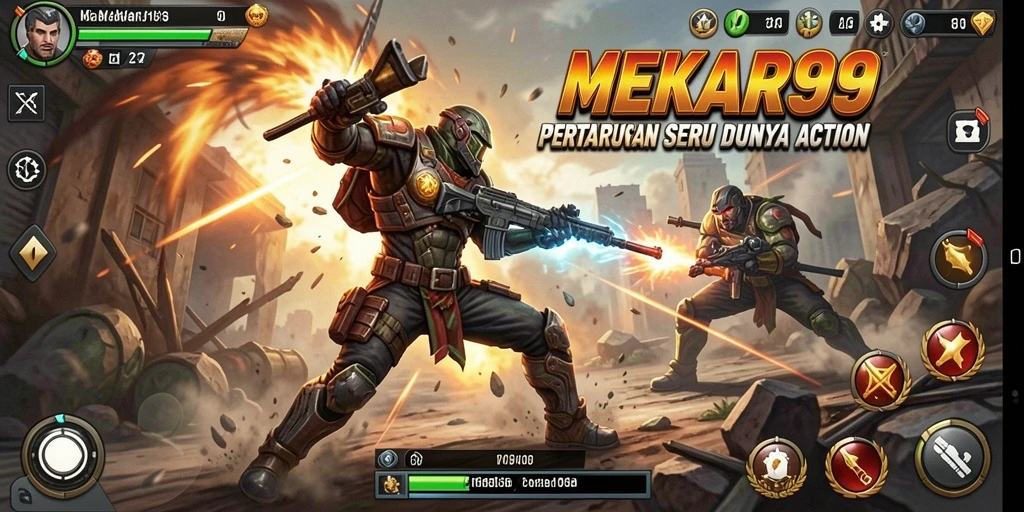 Screenshot gameplay MEKAR99 menampilkan aksi pertarungan yang mendebarkan.