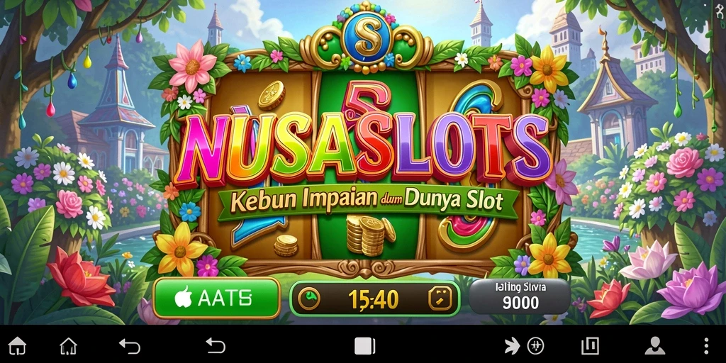 Tangkapan layar NUSASLOTS menunjukkan kebun bertani yang indah dan interaktif.