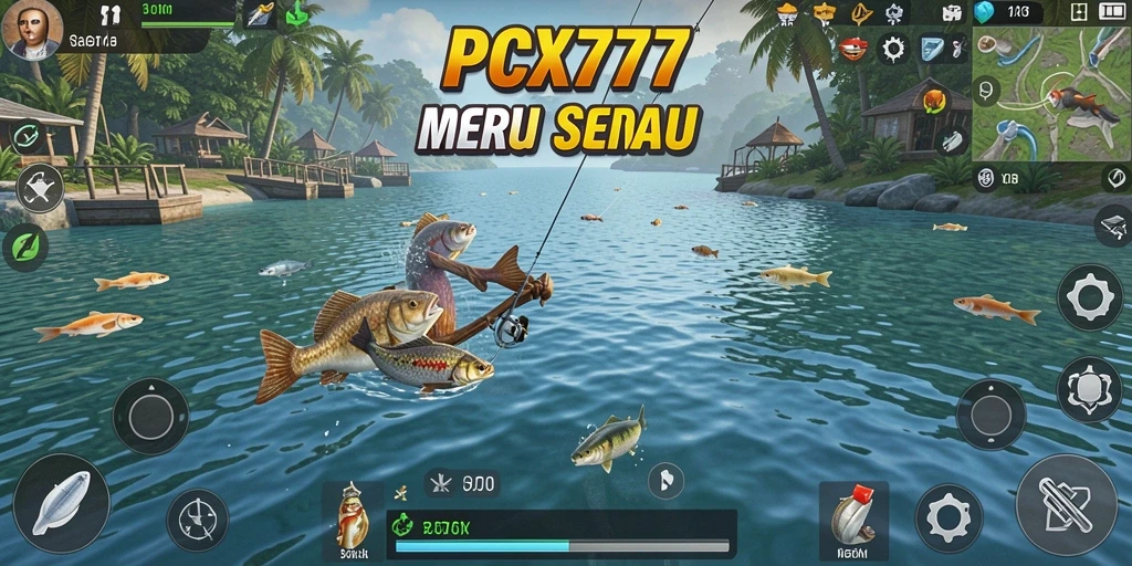 Tampilan gameplay <strong>PCX777</strong> dengan pengalaman memancing yang mendebarkan.