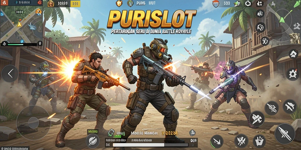 Tampilan gameplay seru dalam pertempuran Battle Royale di PURISLOT.