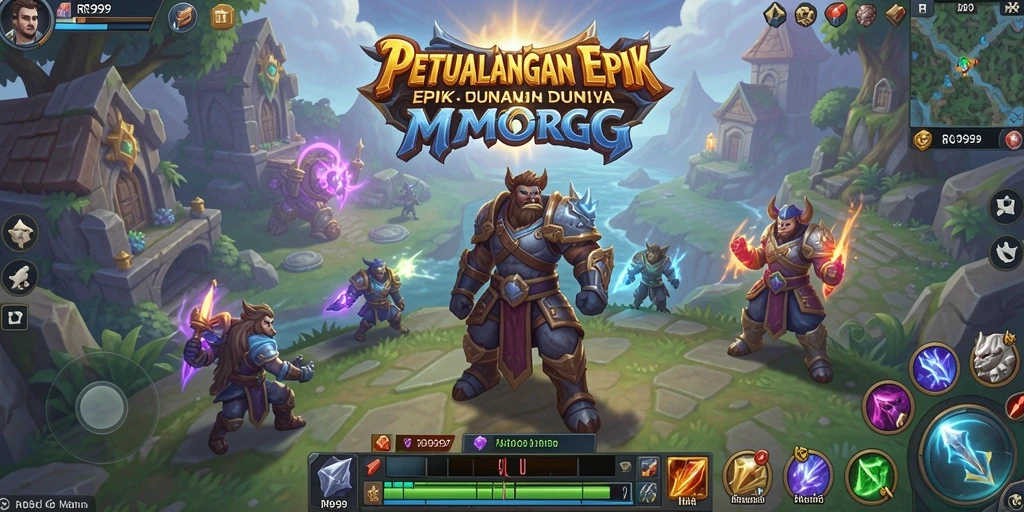 Screenshot gameplay RR999 menampilkan pertempuran seru dalam dunia MMORPG.