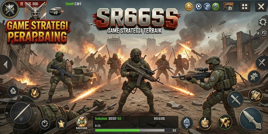 Tangkapan layar gameplay SR6666 menampilkan pertempuran strategi yang intens.