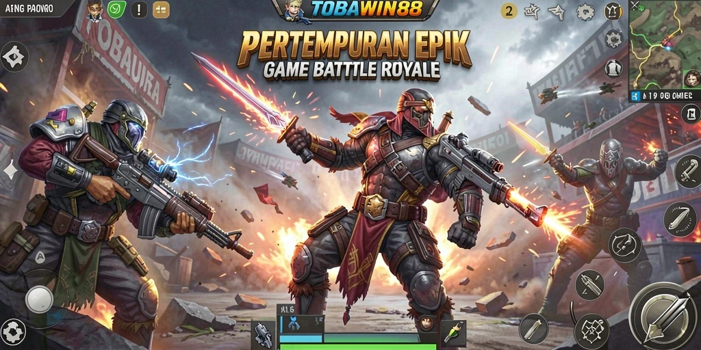 Tangkapan layar gameplay intens di TOBAWIN88 dengan pertempuran nyata.